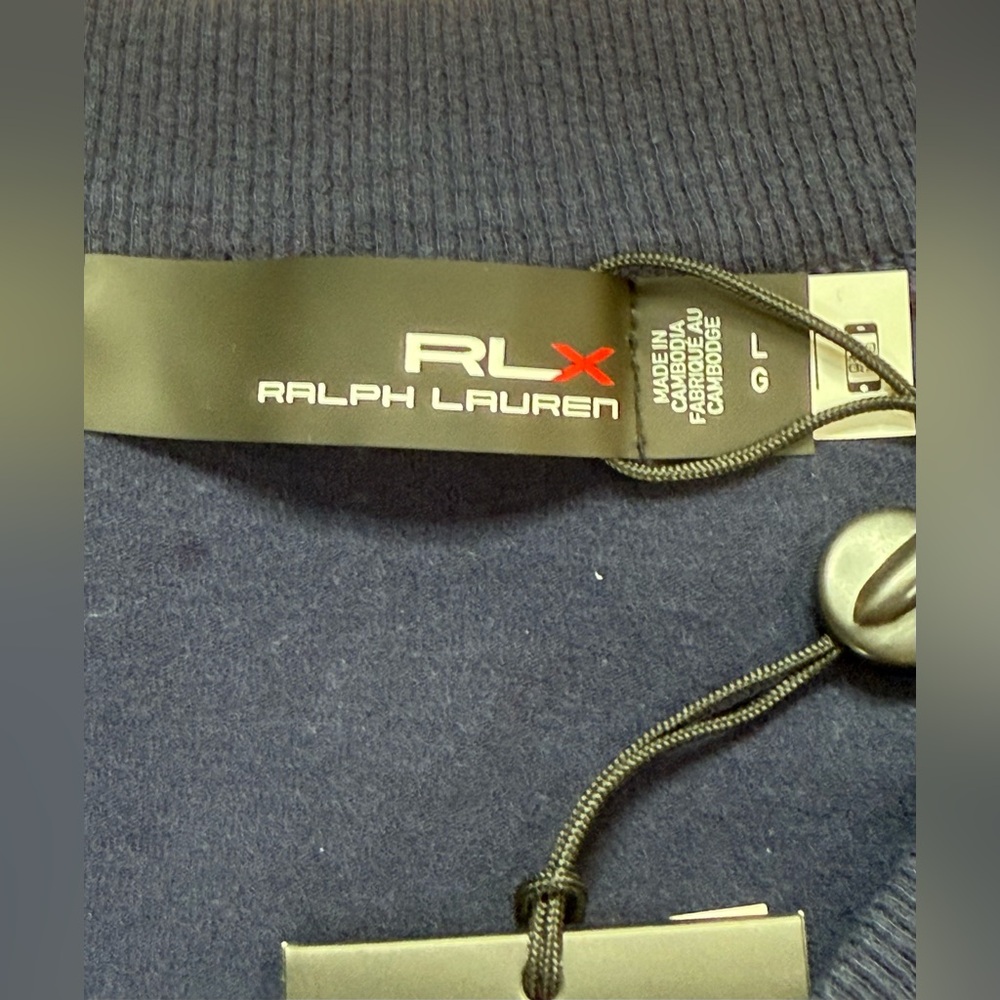 RLX RALPH LAUREN Womens Large Navy Blue V Neck Long Sleeve Golf Pullover Top - Picture 9 of 16